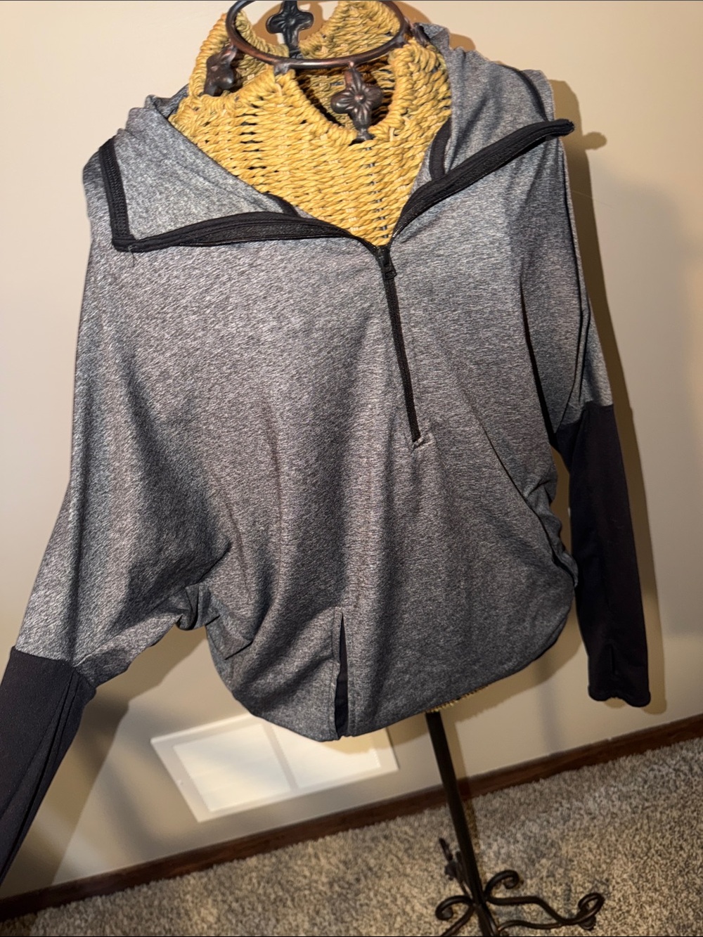 Women's Grey Quarter-Zip Pullover Sweater